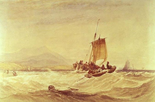 多尼戈尔湾，约1841年（水彩）。 作者 查尔斯·本特利