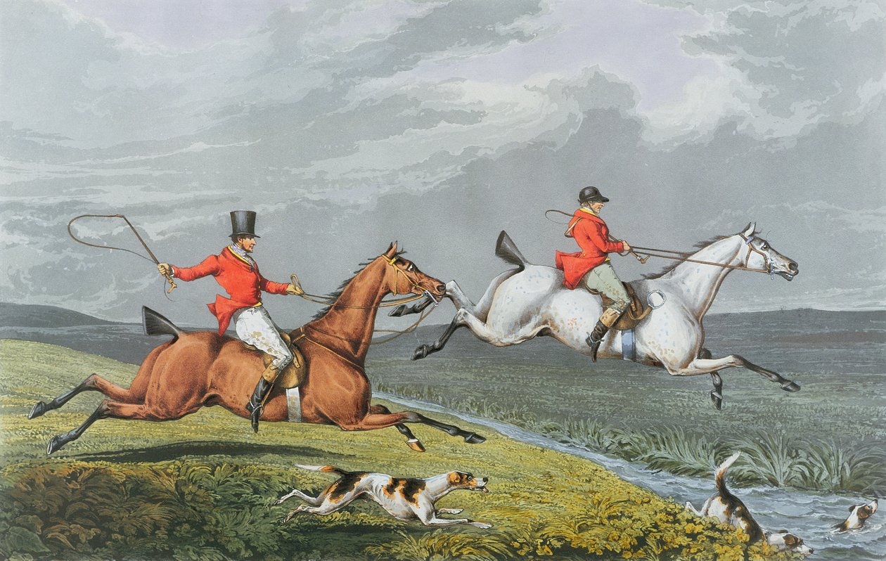 Fox Hunting：Full Cry，1828（手工彩色） 作者 查尔斯·本特利