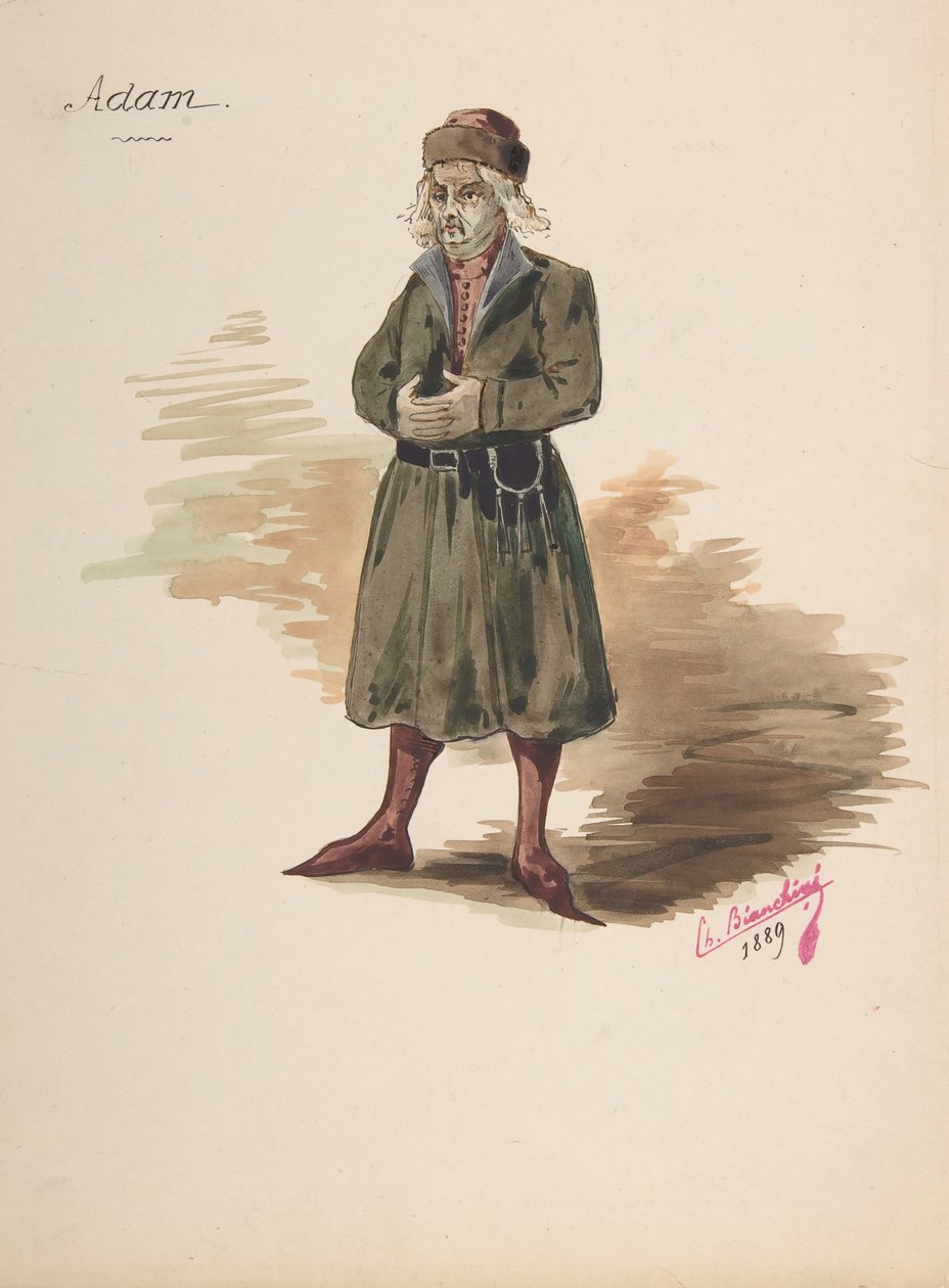 亚当》的服装设计，1889年。 作者 查尔斯·比安基尼（Charles Bianchini）
