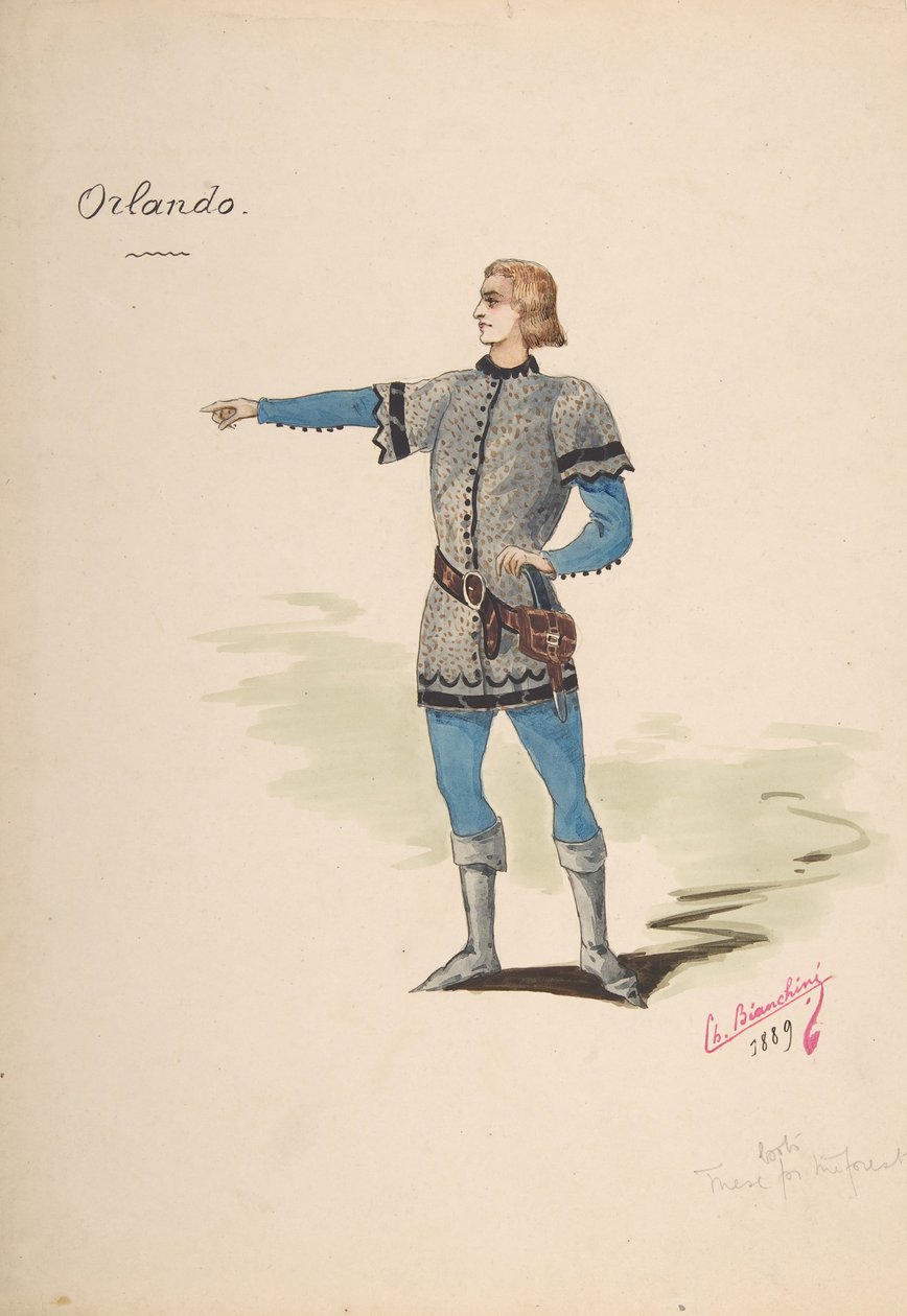 奥兰多》的服装设计，1889年。 作者 查尔斯·比安基尼（Charles Bianchini）