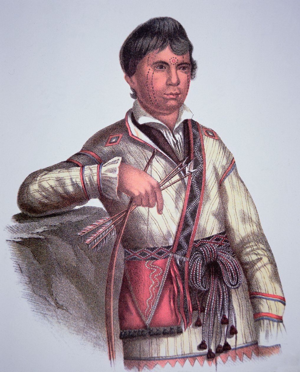米斯蒂皮，克里克人首领约霍洛-米科的儿子，摘自1826年的画作（彩色平印）。 作者 查尔斯·伯德（继）国王