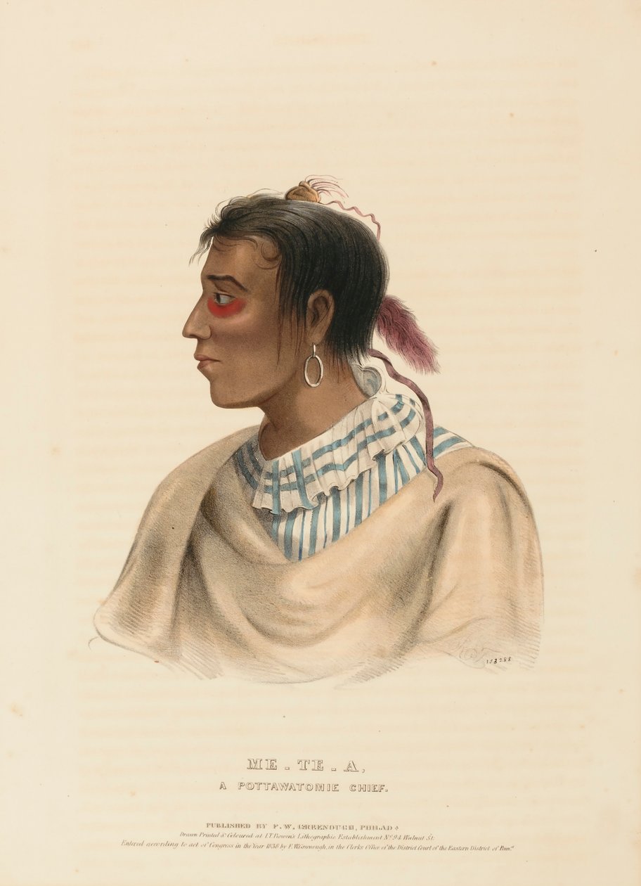 ME-TE-A, A POTTAWATOMIE CHIEF.，选自《北美印第安部落史》。 作者 查尔斯·伯德·金