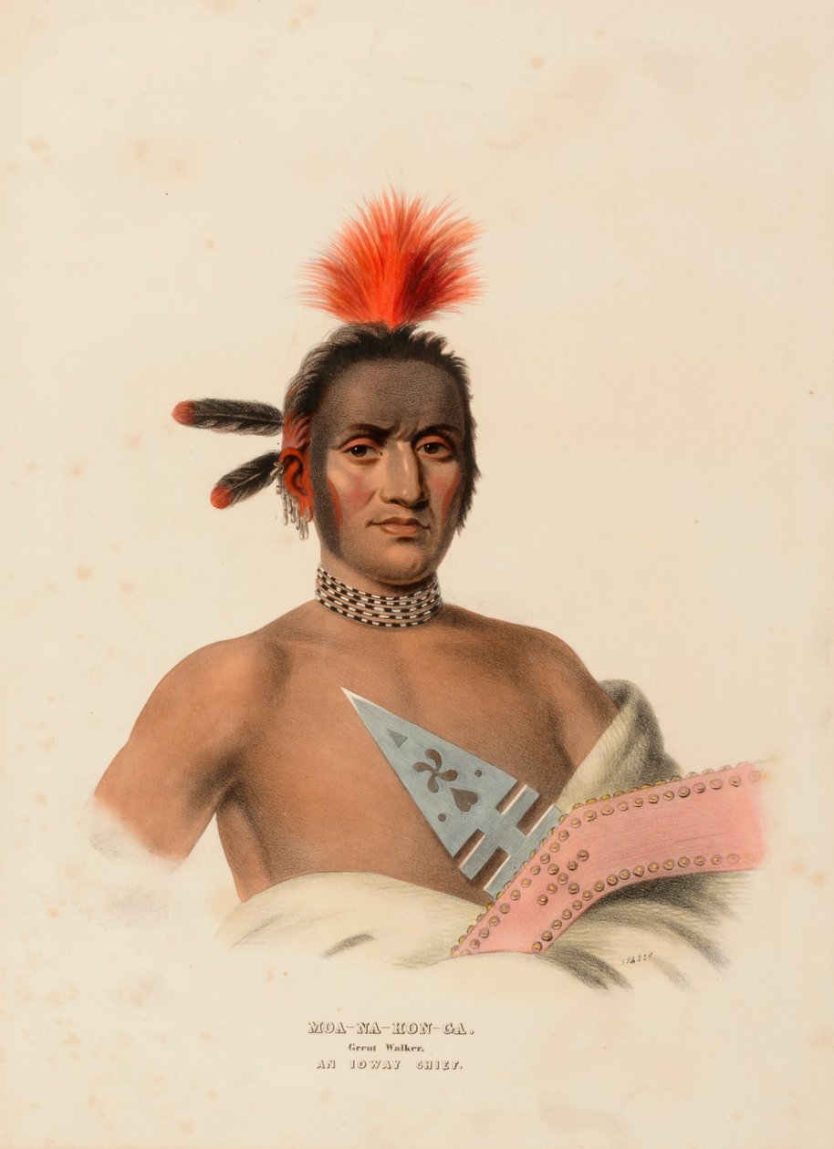 MOA-NA-HON-GA.大步行者。AN IOWAY CHIEF.，摘自《北美印第安部落史 作者 查尔斯·伯德·金