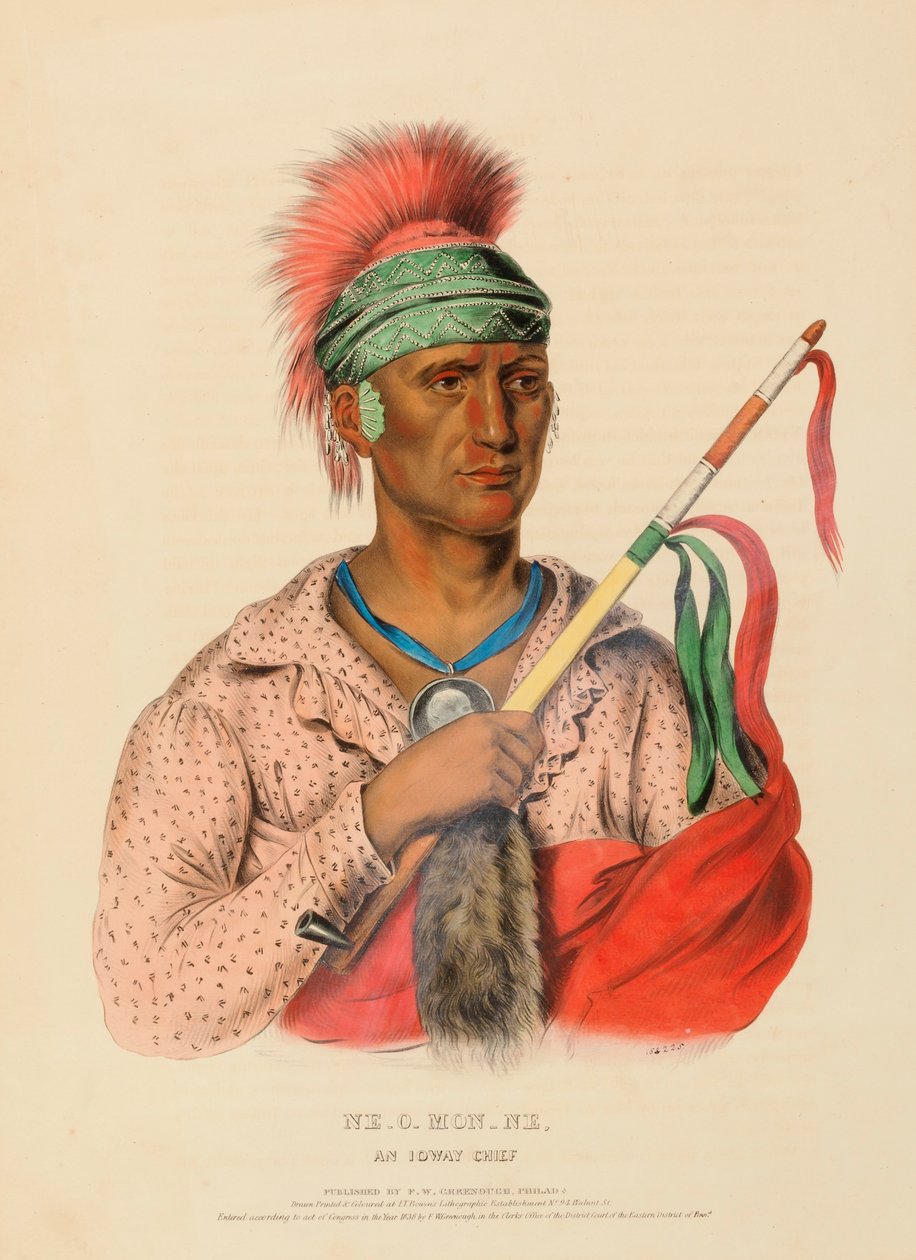 NE-O-MON-NE, AN IOWAY CHIEF, 摘自《北美印第安部落史 作者 查尔斯·伯德·金