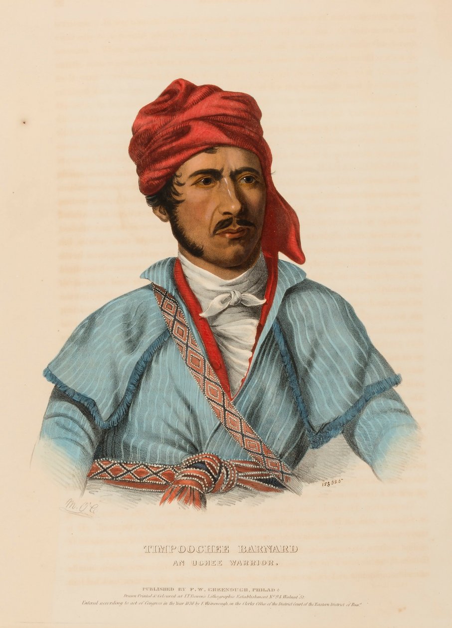 Timpoochee Barnard.AN UCHEE WARRIOR.，选自《北美印第安部落史》。 作者 查尔斯·伯德·金