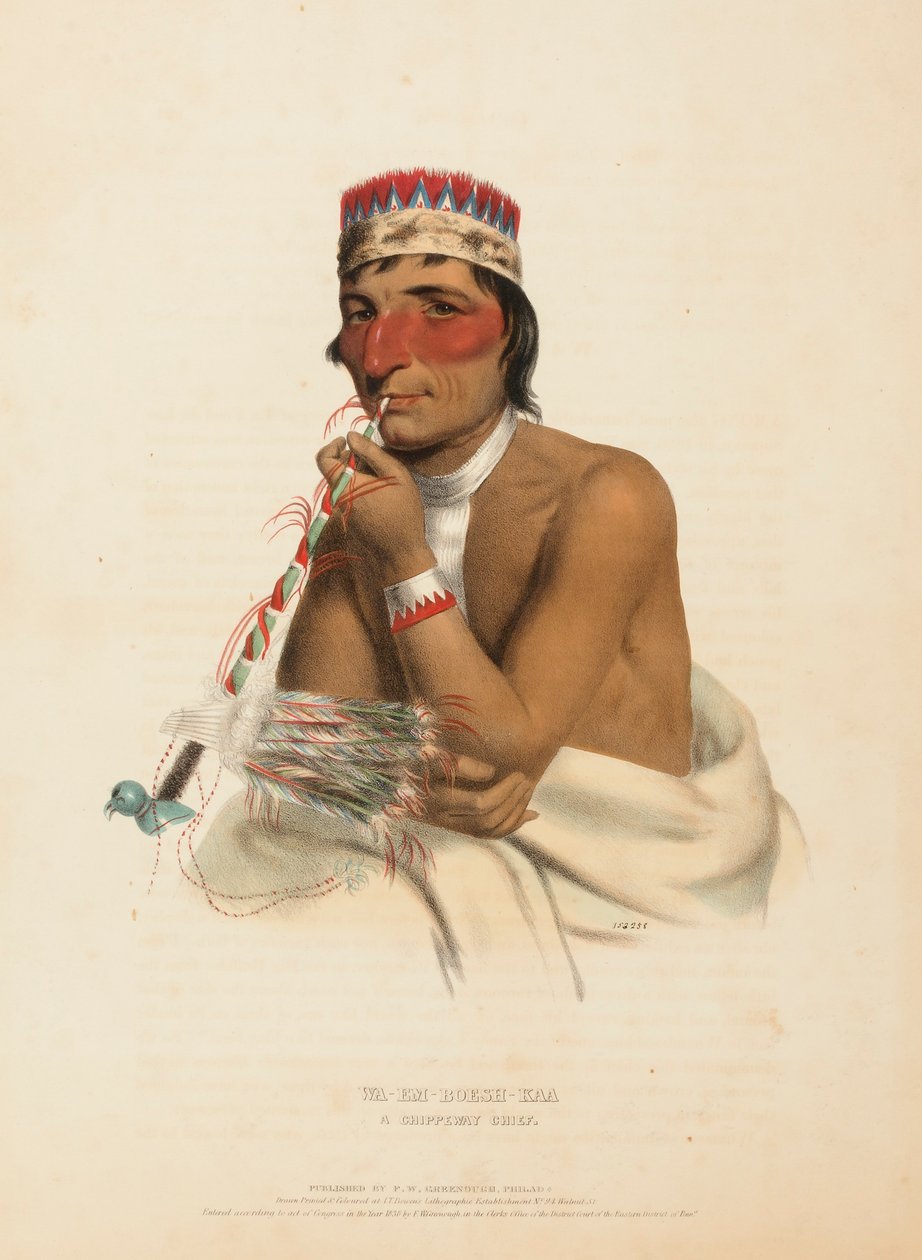 Wa-em-boesh-kaa.北美印第安部落史》中的 "CHIPPEWAY 酋长"。 作者 查尔斯·伯德·金