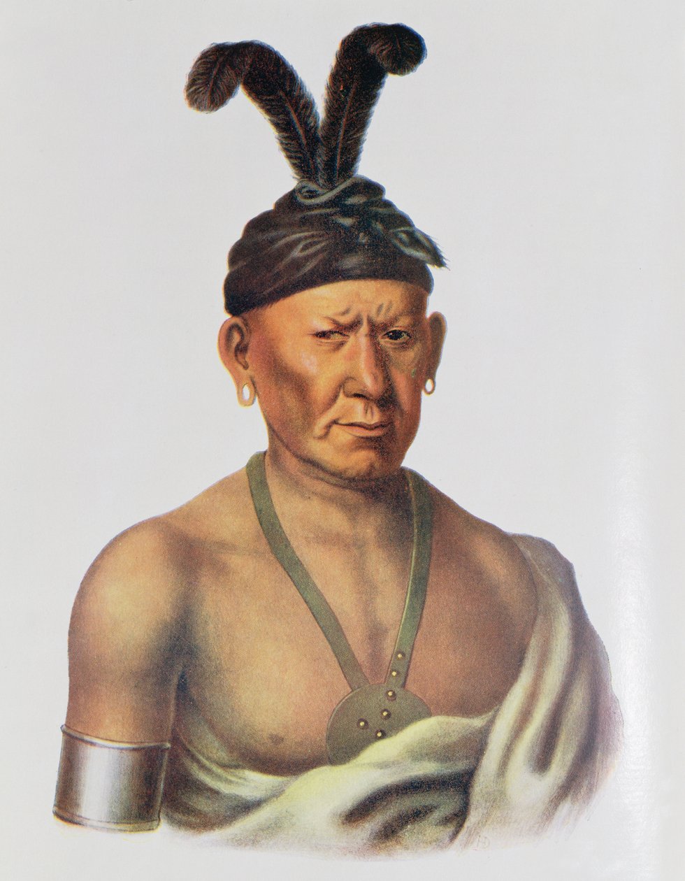 Wakechai或&39;Crouching Eagle&39;，一位Sauk酋长，来自&39;北美印第安部落，Vol.2&39;的插图，由Thomas L. McKenney和James Hall，pub。约翰格兰特 作者 查尔斯·伯德·金