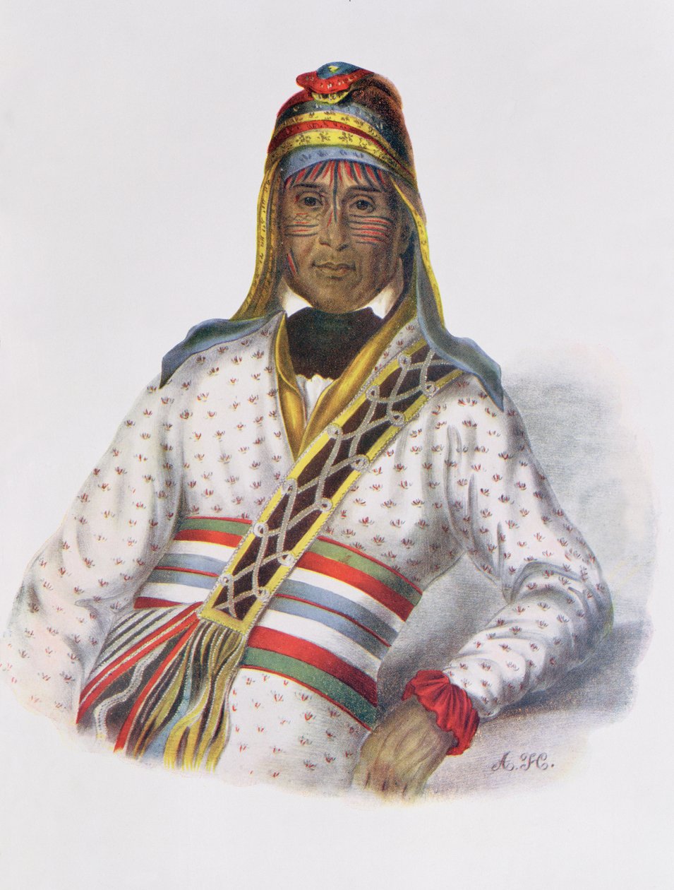 Yoholo-Micco，1825年的溪流酋长，插图来自&39;北美印第安部落，Vol.2&39;，由Thomas L. McKenney和James Hall，酒吧。约翰格兰特（彩色光刻） 作者 查尔斯·伯德·金