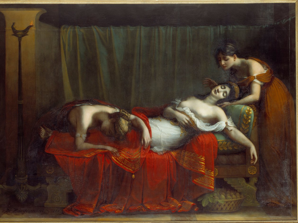 克利奥帕特之死。 Charles Boulanger de Boisfremont (1773-1838) 的绘画 作者 查尔斯·布朗厄尔·德（之后）布瓦弗蒙特