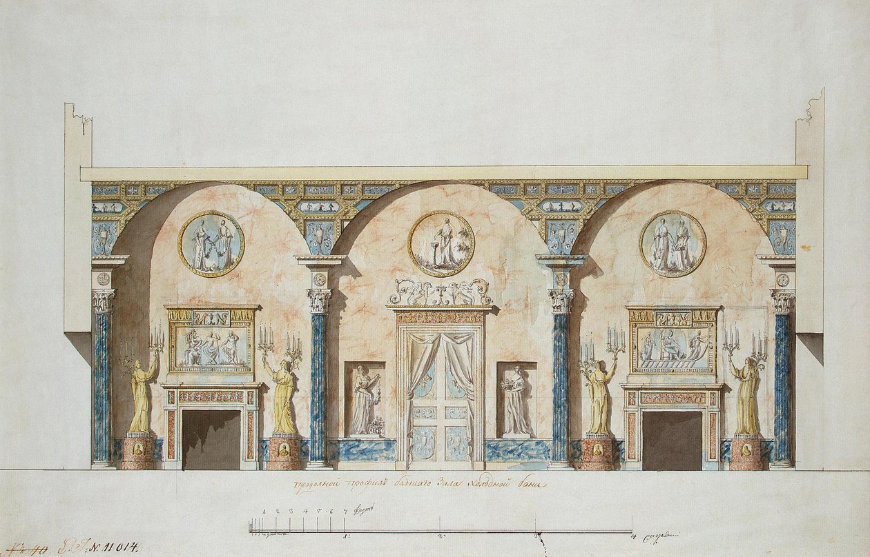 1780年代初，Tsarskoye Selo玛瑙馆主厅的设计 作者 查尔斯·卡梅隆