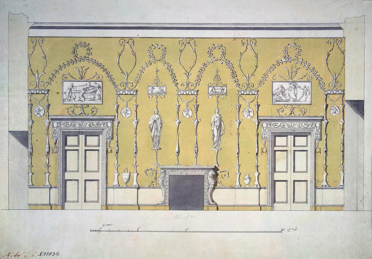 1780年代初，Tsarskoye Selo绿色餐厅大皇宫的设计 作者 查尔斯·卡梅隆