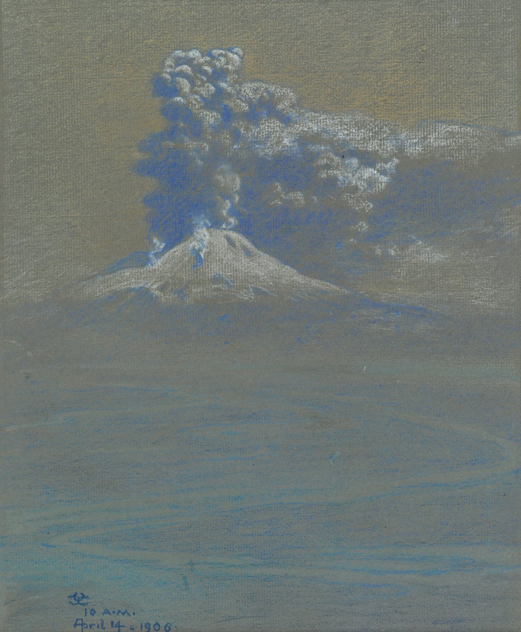 灰烬沐浴在奥塔维亚诺（Ottaviano），1906年（灰蓝色纸上粉彩） 作者 查尔斯·卡里尔·科尔曼