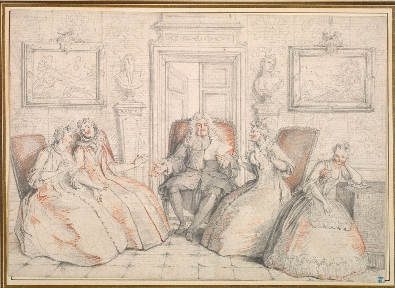 Trissotin读给Philaminte，Bélise和Armande ...，大概是c。 1725-1726。 作者 查尔斯·科佩尔