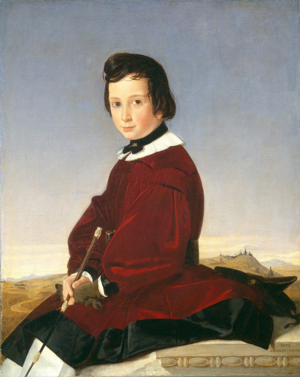 一位年轻女骑手的肖像，1839年。 作者 查尔斯·大卫