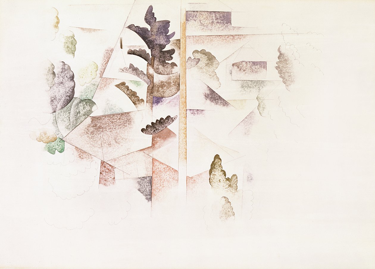 百慕大，树木和建筑，c.1917（纸上写着） 作者 查尔斯·德穆斯