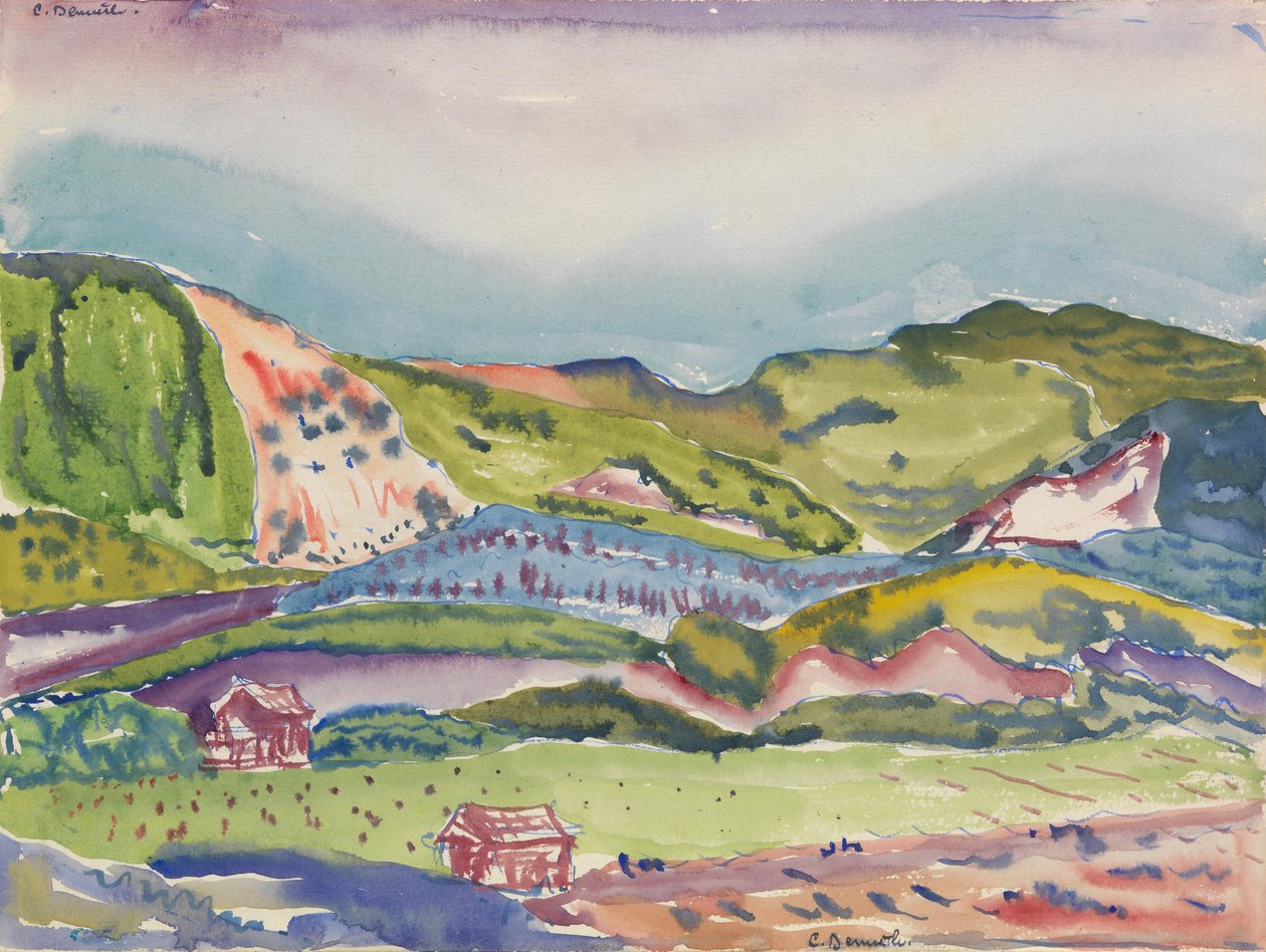 山与红房子，c.1913 作者 查尔斯·德穆斯