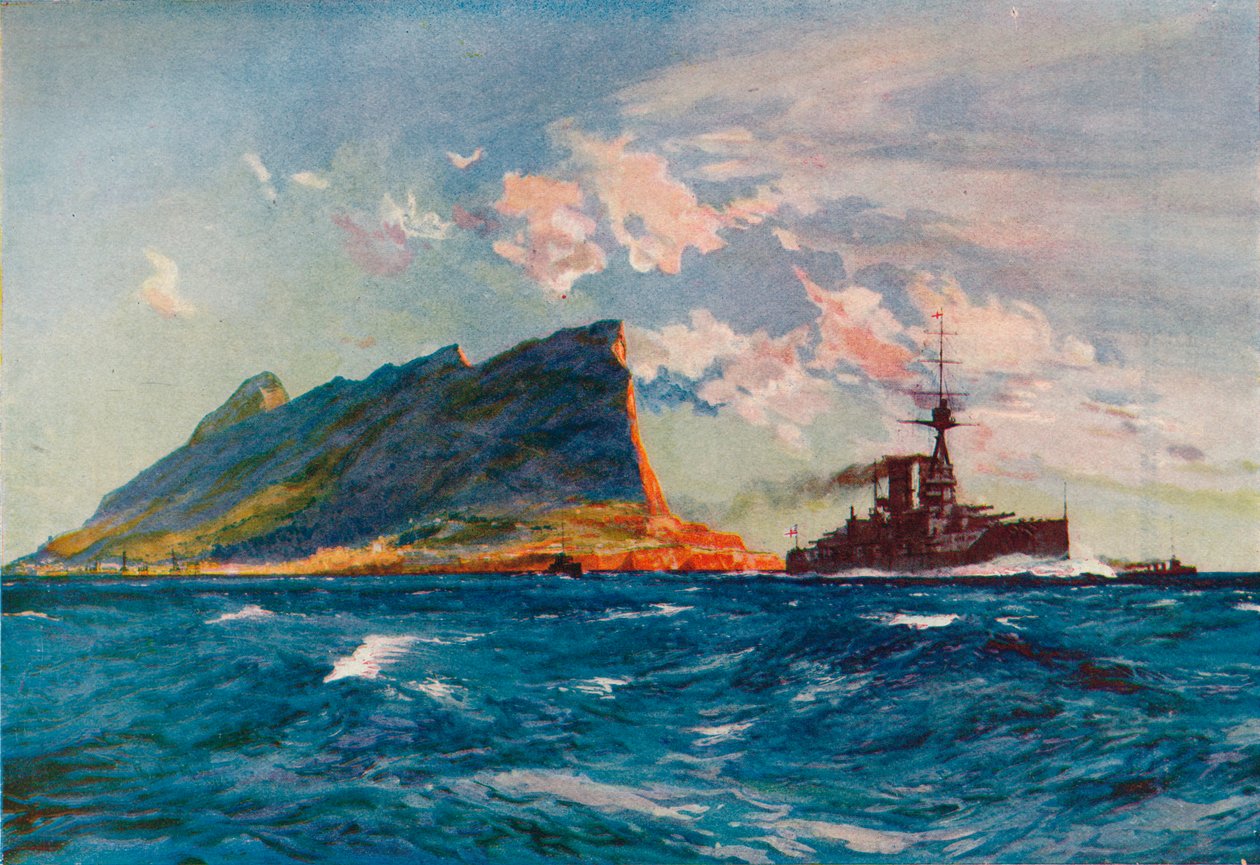 伊丽莎白女王（Queen Elizabeth）离开直布罗陀，c1918 1919年 作者 查尔斯·迪克森