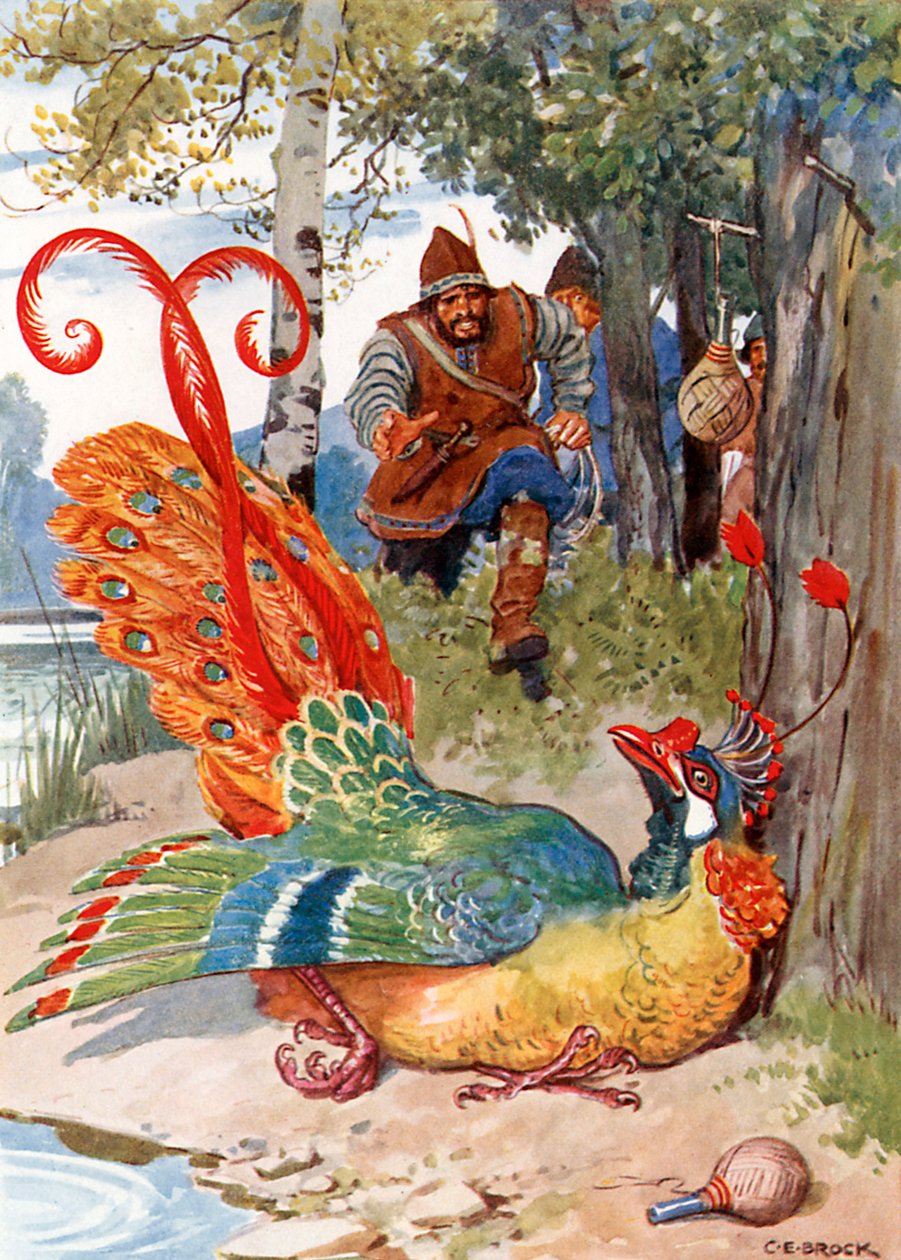 "当他想飞的时候，他发现自己的翅膀太重了"（彩色石版画） 作者 查尔斯·埃德蒙（后）布洛克