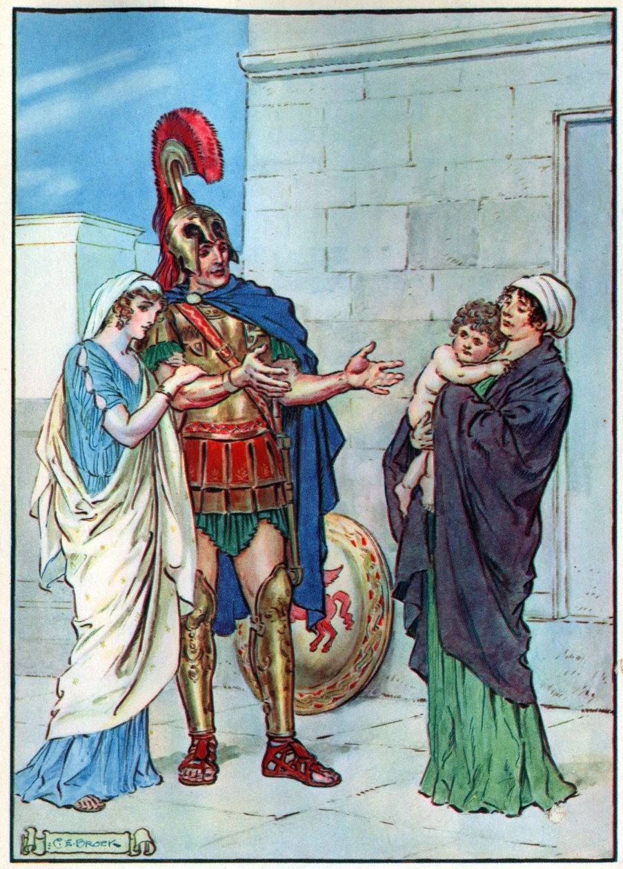 Hector和Andromache，来自Waverley Book Company出版的“儿童时刻：经典故事” 作者 查尔斯·埃德蒙·布洛克