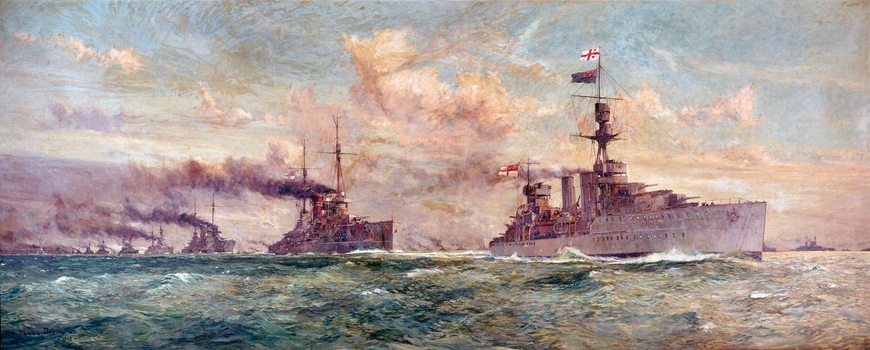 1918 年 11 月 21 日，"卡迪夫 "号率领德国公海舰队在福斯湾投降 作者 查尔斯·爱德华·迪克森