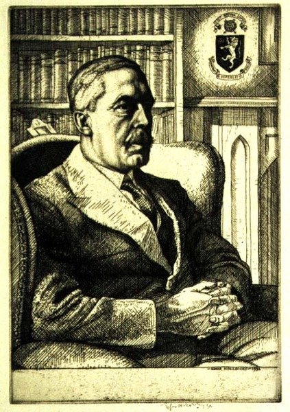 西里尔-诺伍德爵士（1875-1956）的肖像 1932年（蚀刻画）。 作者 查尔斯·爱德华·霍洛威