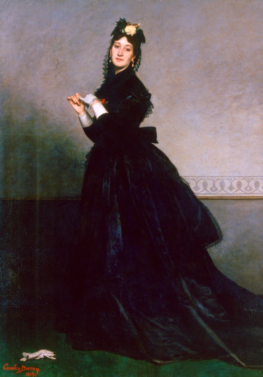 带手套的女人，1869年 作者 查尔斯·埃米尔·奥古斯特·卡洛勒斯·杜兰
