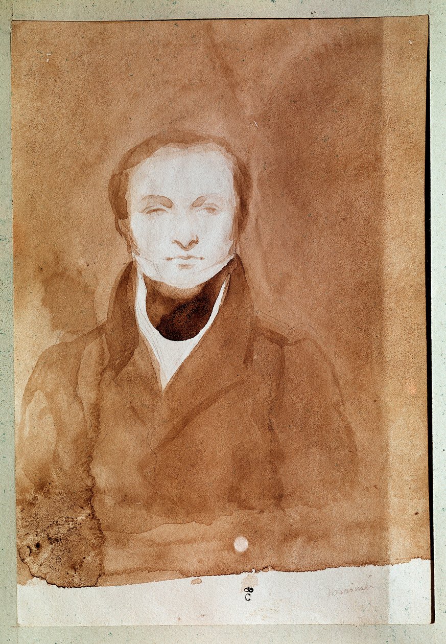 Prosper Merimee (1803-1870) 法国作家的肖像。 Charles Emile Callande de Champmartin 的绘画，大约 1840-1850 年。 水彩。 贡比涅城堡 作者 查尔斯·埃米尔·卡兰德·尚马丁