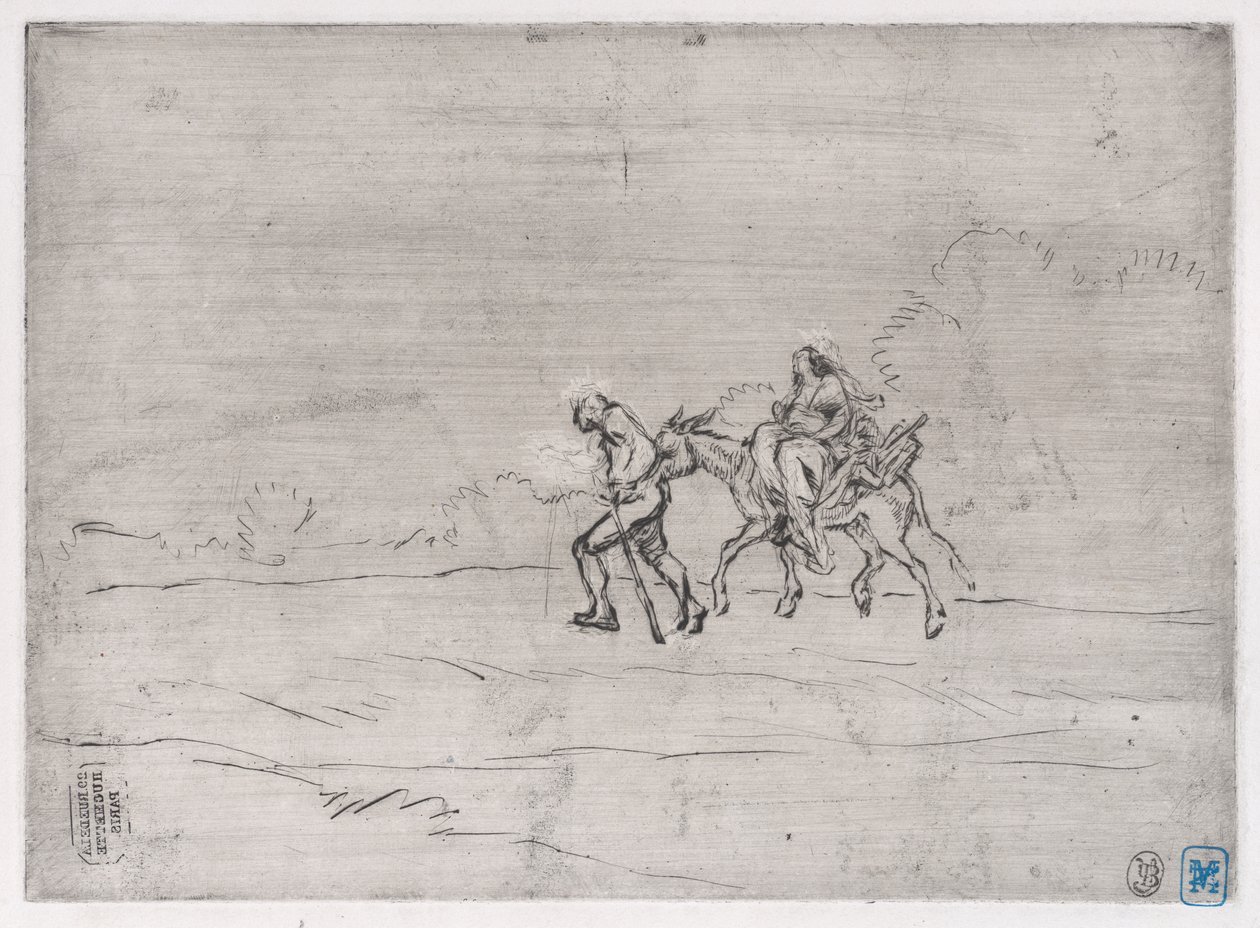 逃往埃及，1848年。 作者 查尔斯·埃米尔·雅克