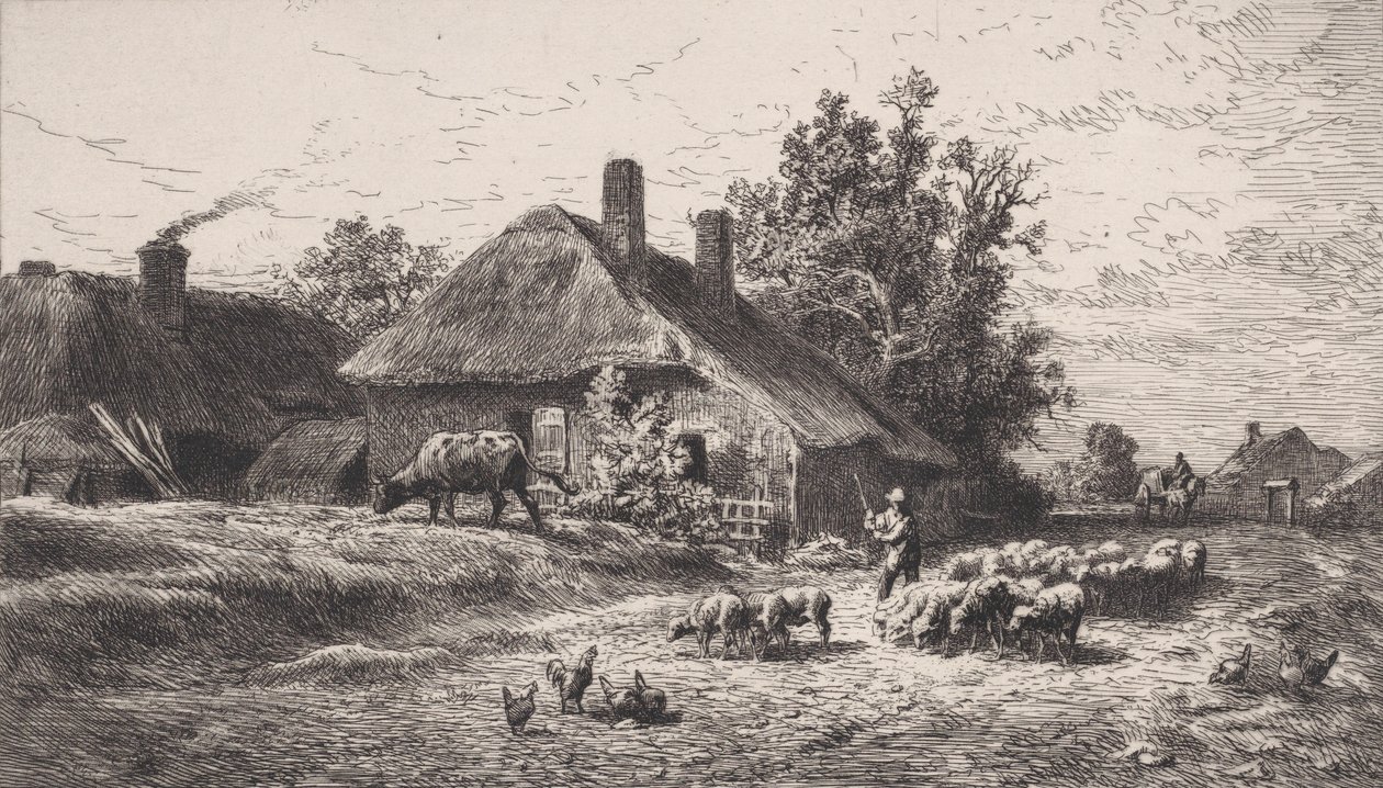 Le Hameau, 1867. 作者 查尔斯·埃米尔·雅克
