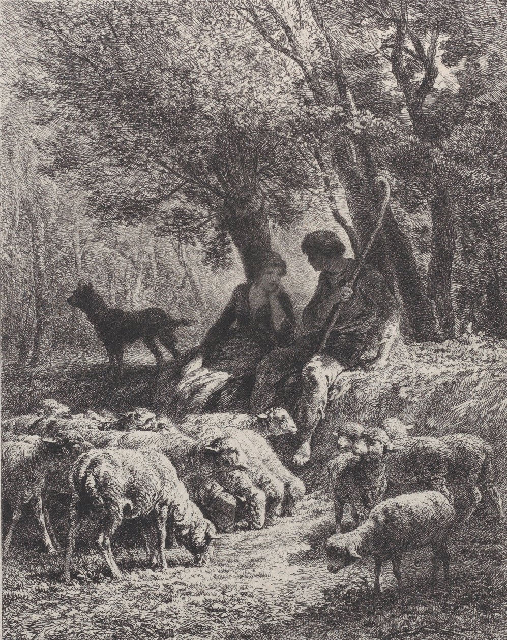 田园风光，1864年。 作者 查尔斯·埃米尔·雅克