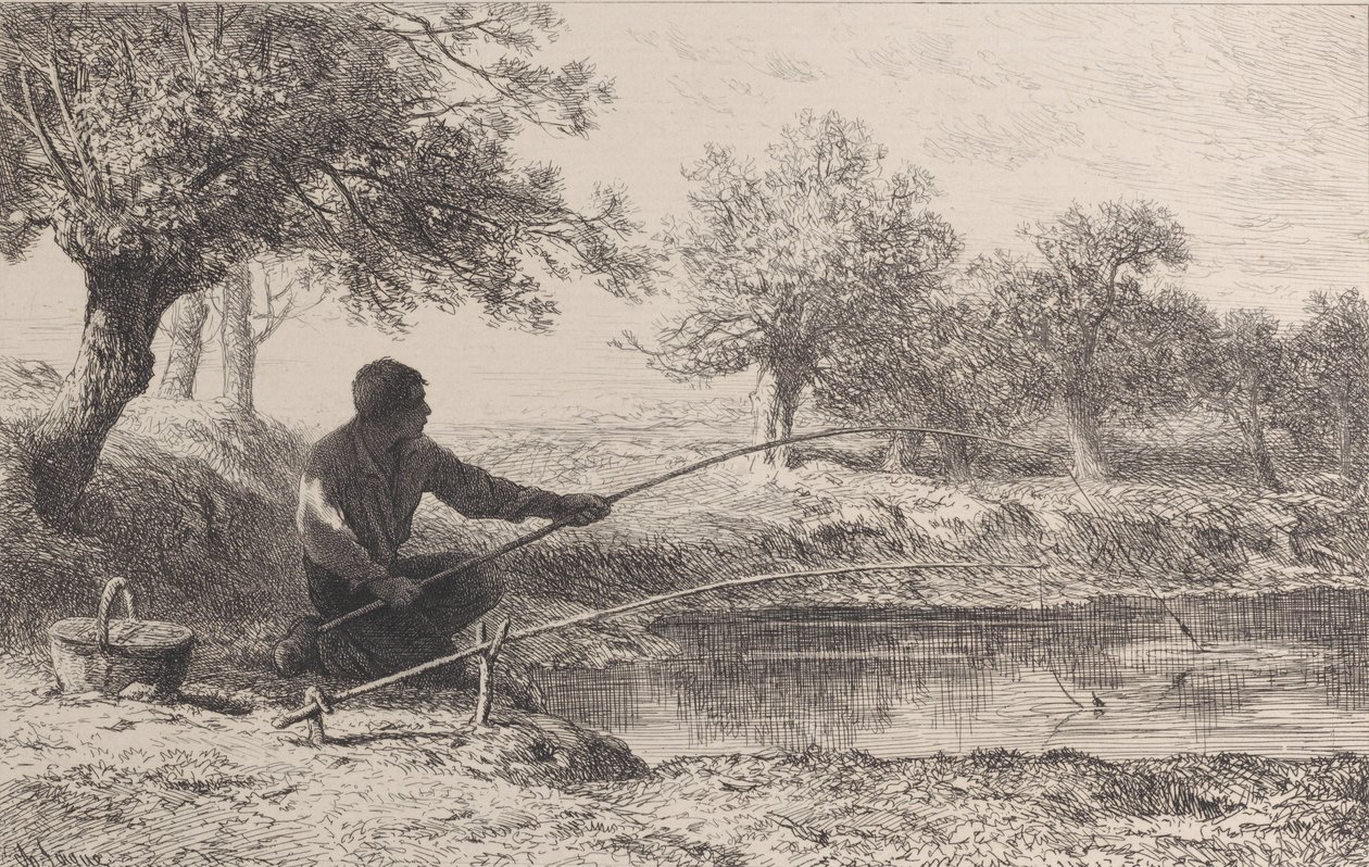 Pêche au Vif, 1864. 作者 查尔斯·埃米尔·雅克