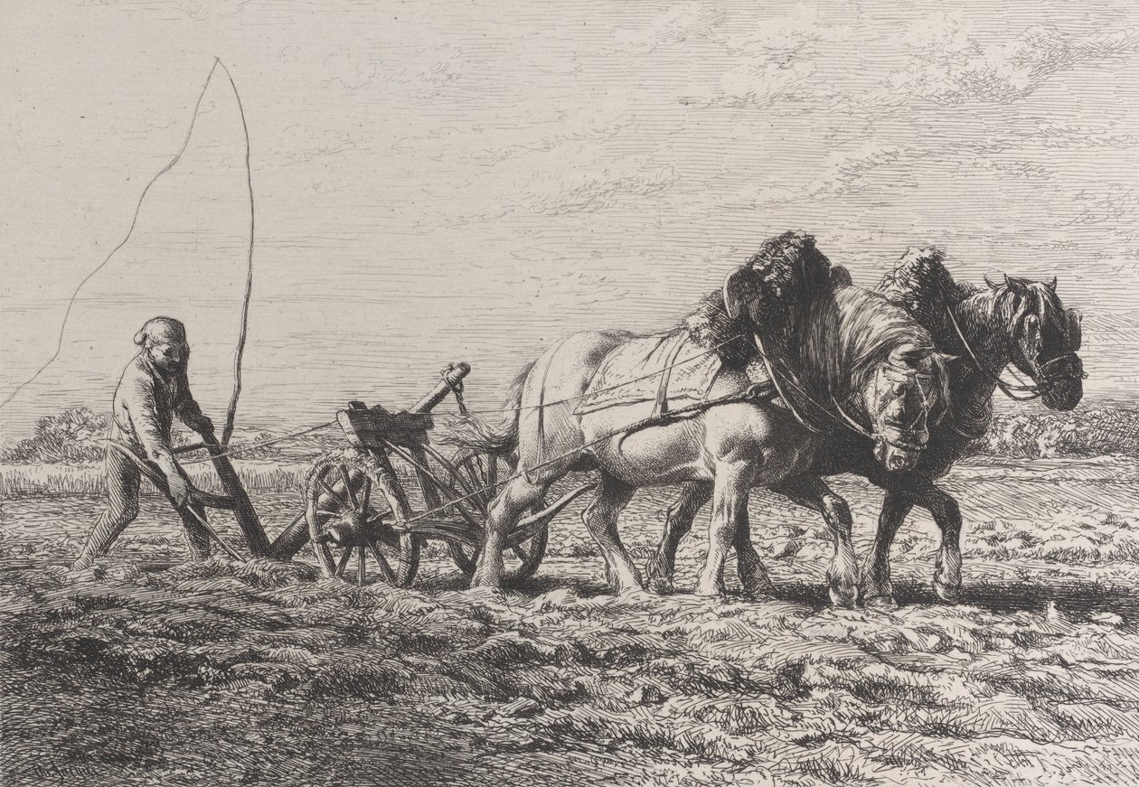 耕作，1864年。 作者 查尔斯·埃米尔·雅克