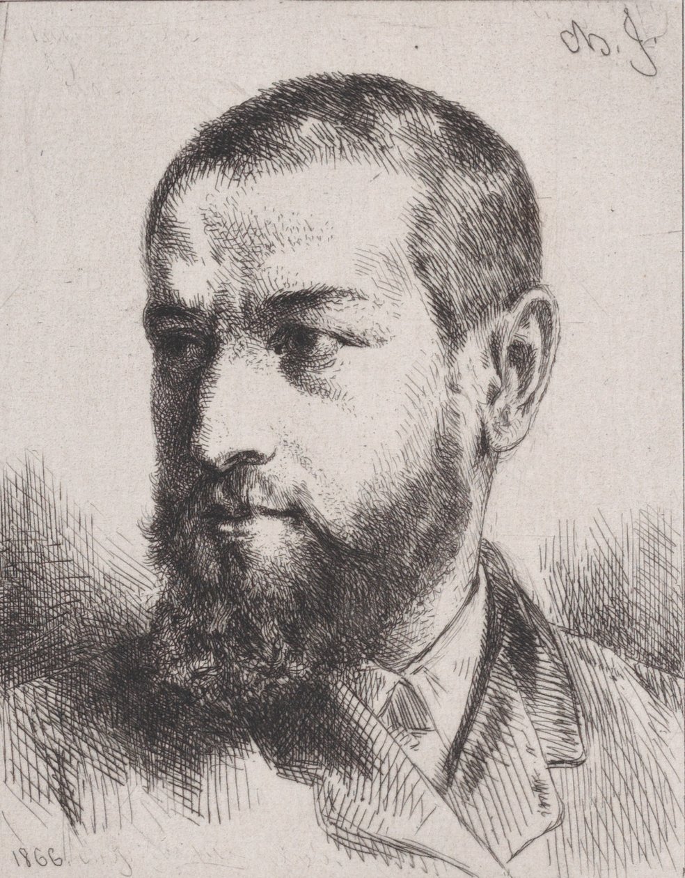 J.J. Guiffrey的画像，1866年。 作者 查尔斯·埃米尔·雅克