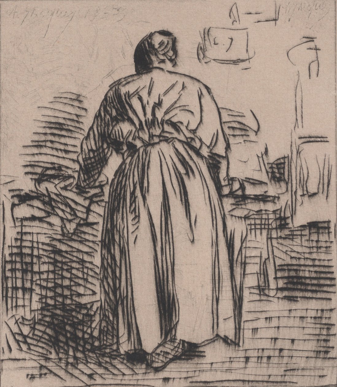 熨烫的女人》，1843年。 作者 查尔斯·埃米尔·雅克