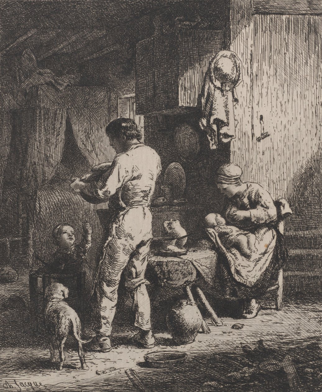 The Meal, 1864. 作者 查尔斯·埃米尔·雅克