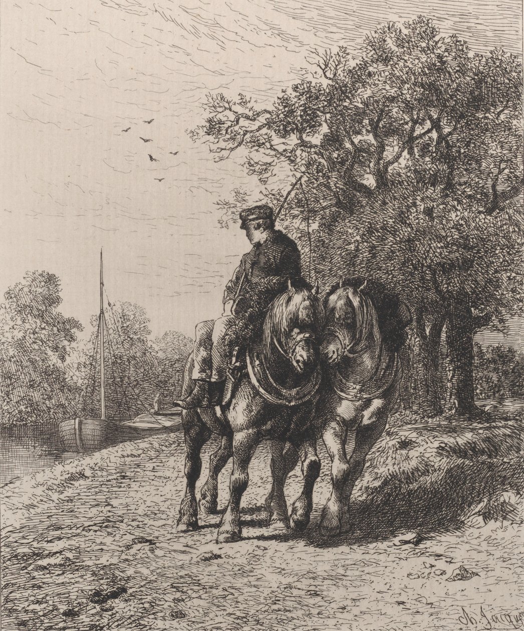 Towpath，1864年。 作者 查尔斯·埃米尔·雅克