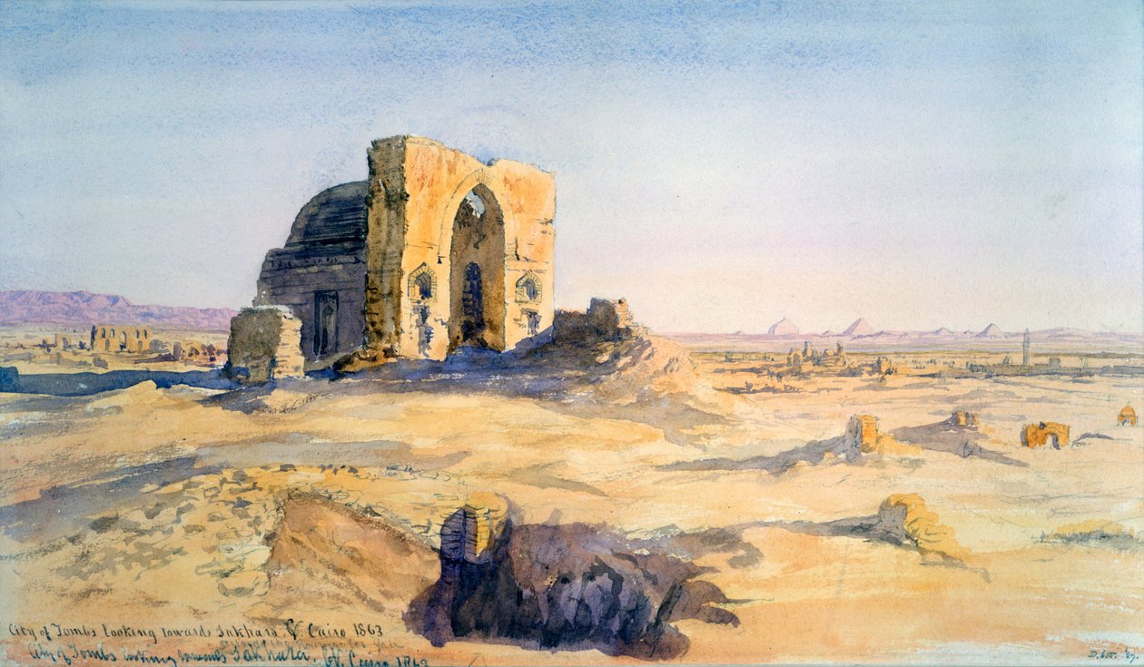 坟墓之城，望向Sakkara，埃及开罗，1863年。 作者 查尔斯·埃米尔·德·图尔内明