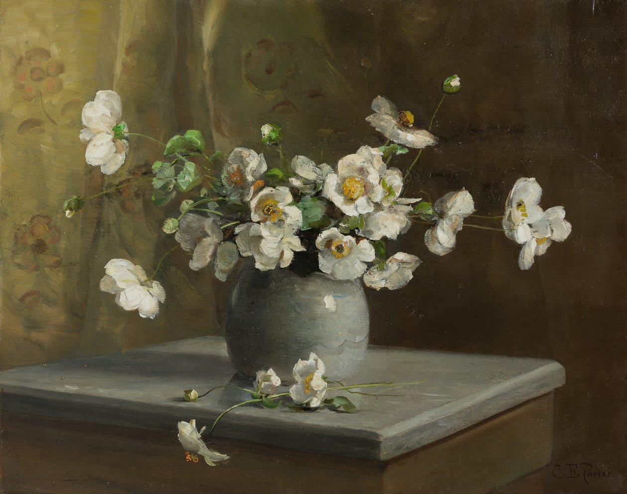 花卉静物，约 1880-90 年（布面油画） 作者 查尔斯·伊森·波特