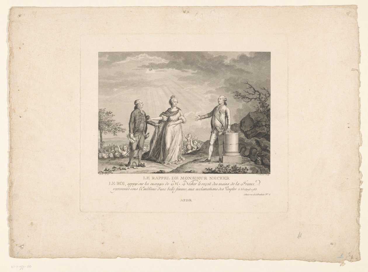 雅克-内克尔的回归，1788 年
Le rappel de Monsieur Necker（物品上的标题） 作者 查尔斯·艾蒂安·戈谢
