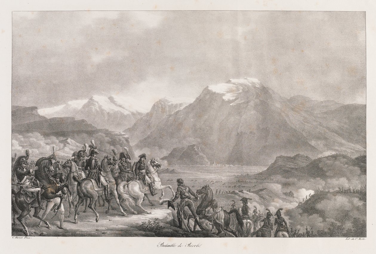 Battle of Rivoli, early 19th century (litho) 作者 查尔斯·艾蒂安·皮埃尔·莫特