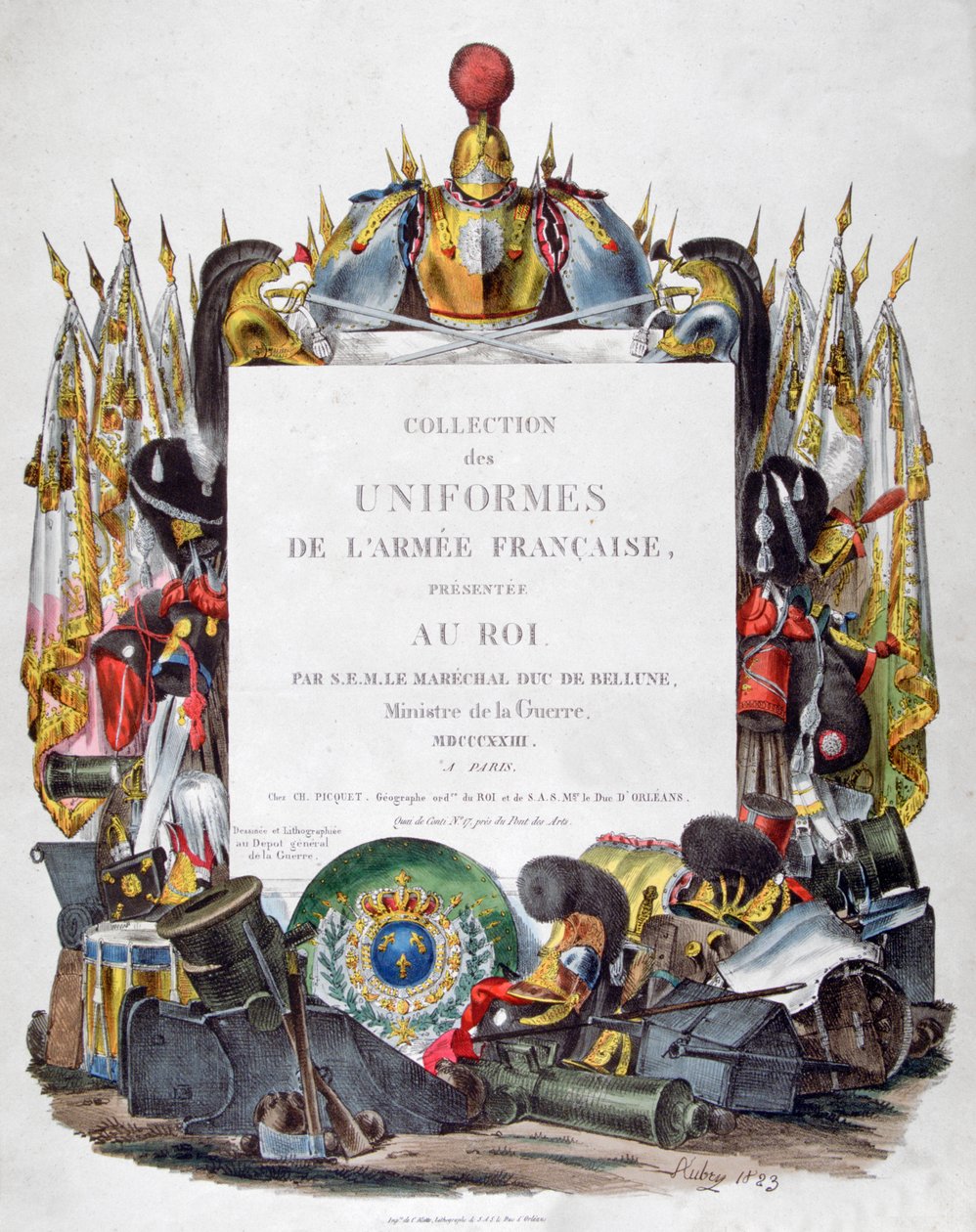 1823年向国王赠送的法国陆军制服收藏集的前作。 作者 查尔斯·艾蒂安·皮埃尔·莫特