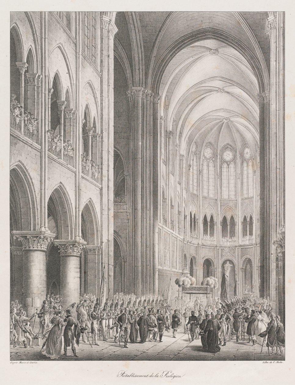 Re-Establishment of the Church, early 19th century (litho) 作者 查尔斯·艾蒂安·皮埃尔·莫特