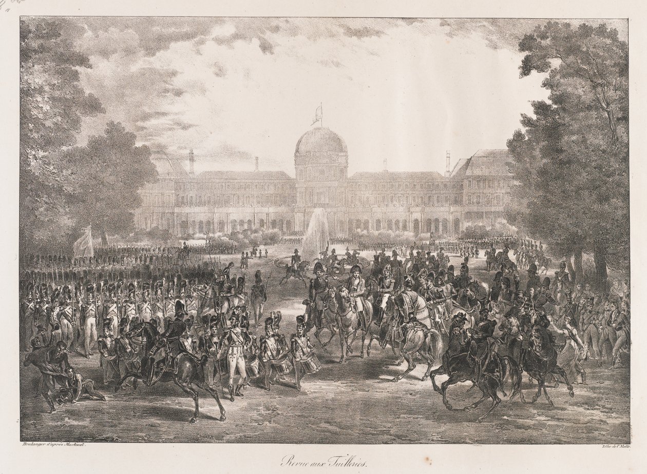 Review of the Tuileries, early 19th century (litho) 作者 查尔斯·艾蒂安·皮埃尔·莫特