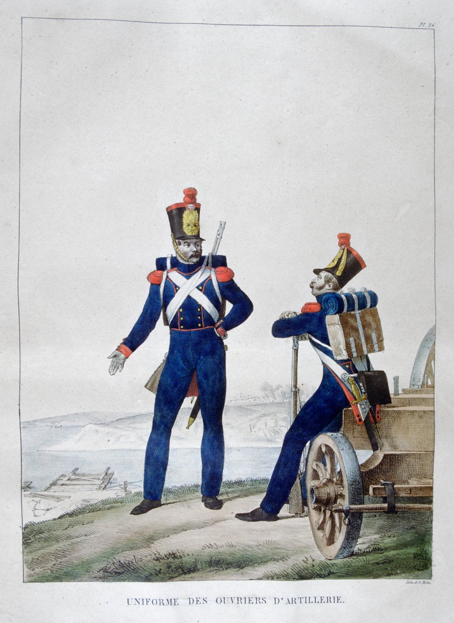 炮兵制服，法国，1823年 作者 查尔斯·艾蒂安·皮埃尔·莫特