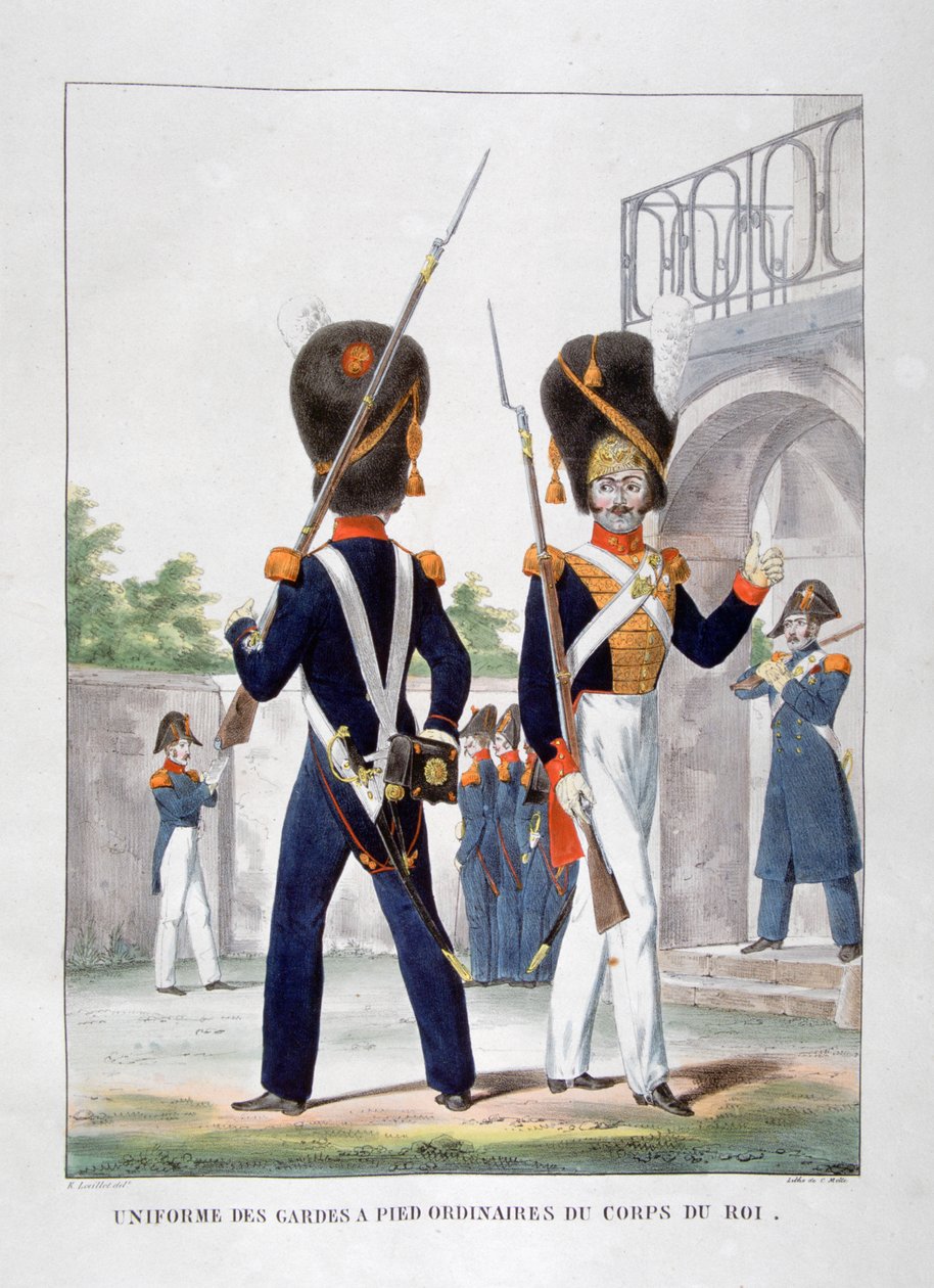 1823年，法国皇家军团的步兵制服。 作者 查尔斯·艾蒂安·皮埃尔·莫特