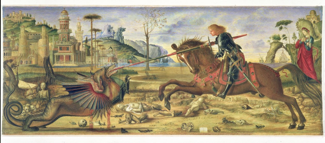 根据卡尔帕乔（Carpaccio）-圣乔治与龙，1885年 作者 查尔斯·费尔法克斯·默里