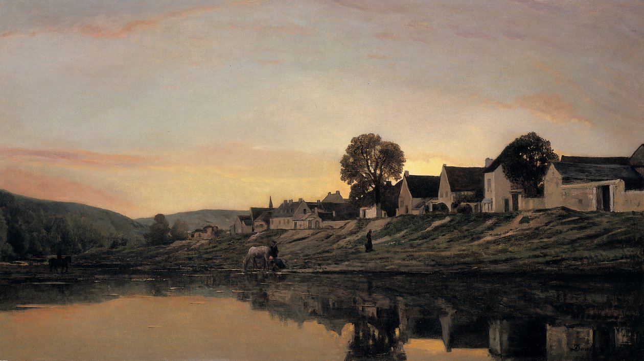 Bonnieres附近的一个村庄，1861年 作者 查尔斯·弗朗索瓦·杜比尼