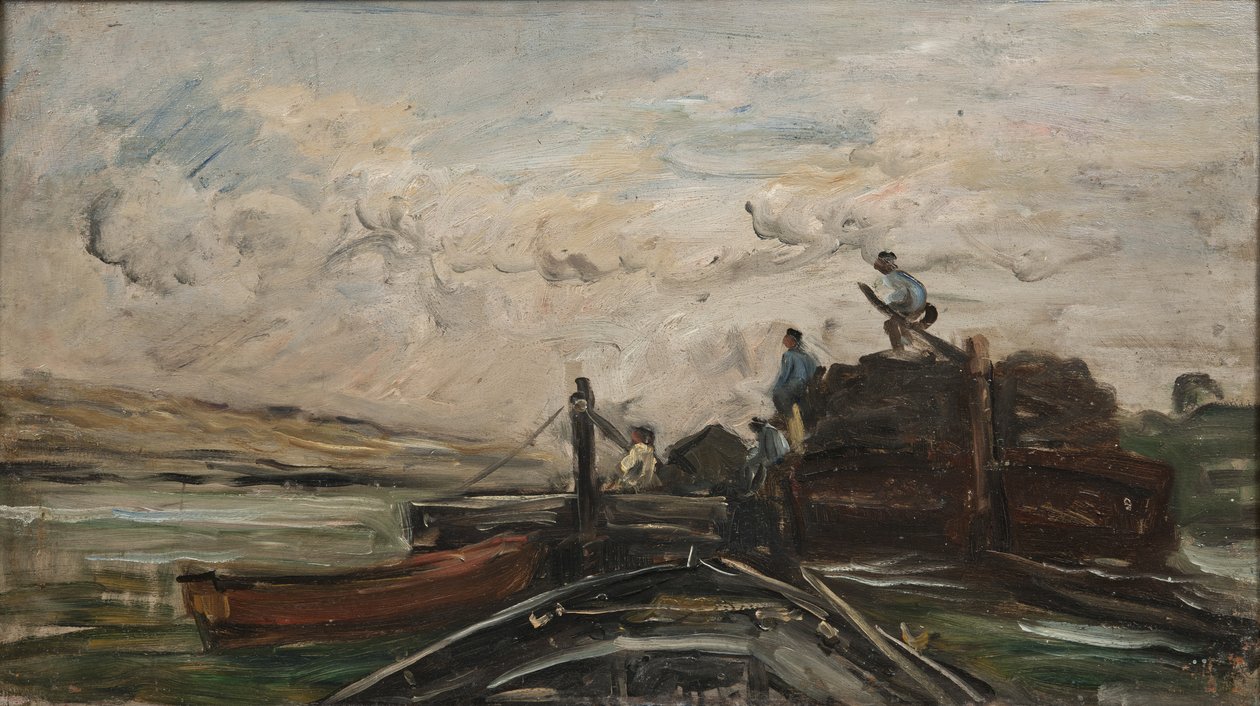 驳船在河上，1865年 作者 查尔斯·弗朗索瓦·杜比尼