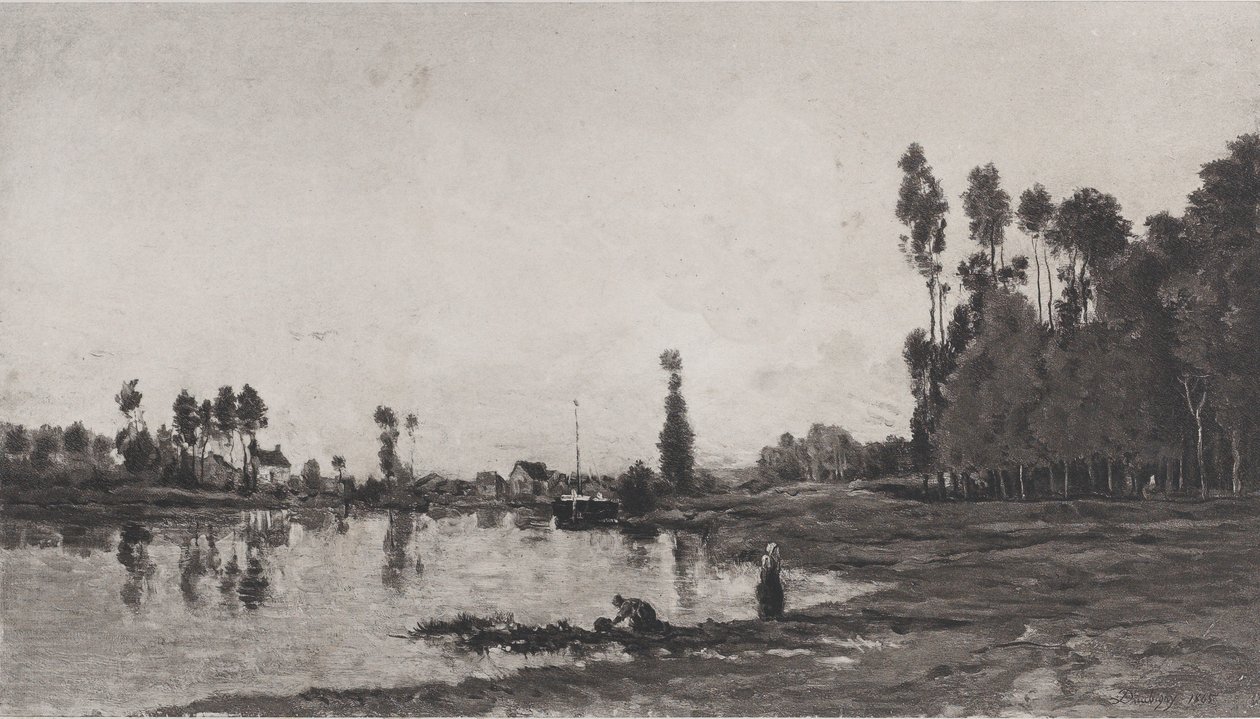 在河边，1865年。 作者 查尔斯·弗朗索瓦·杜比尼