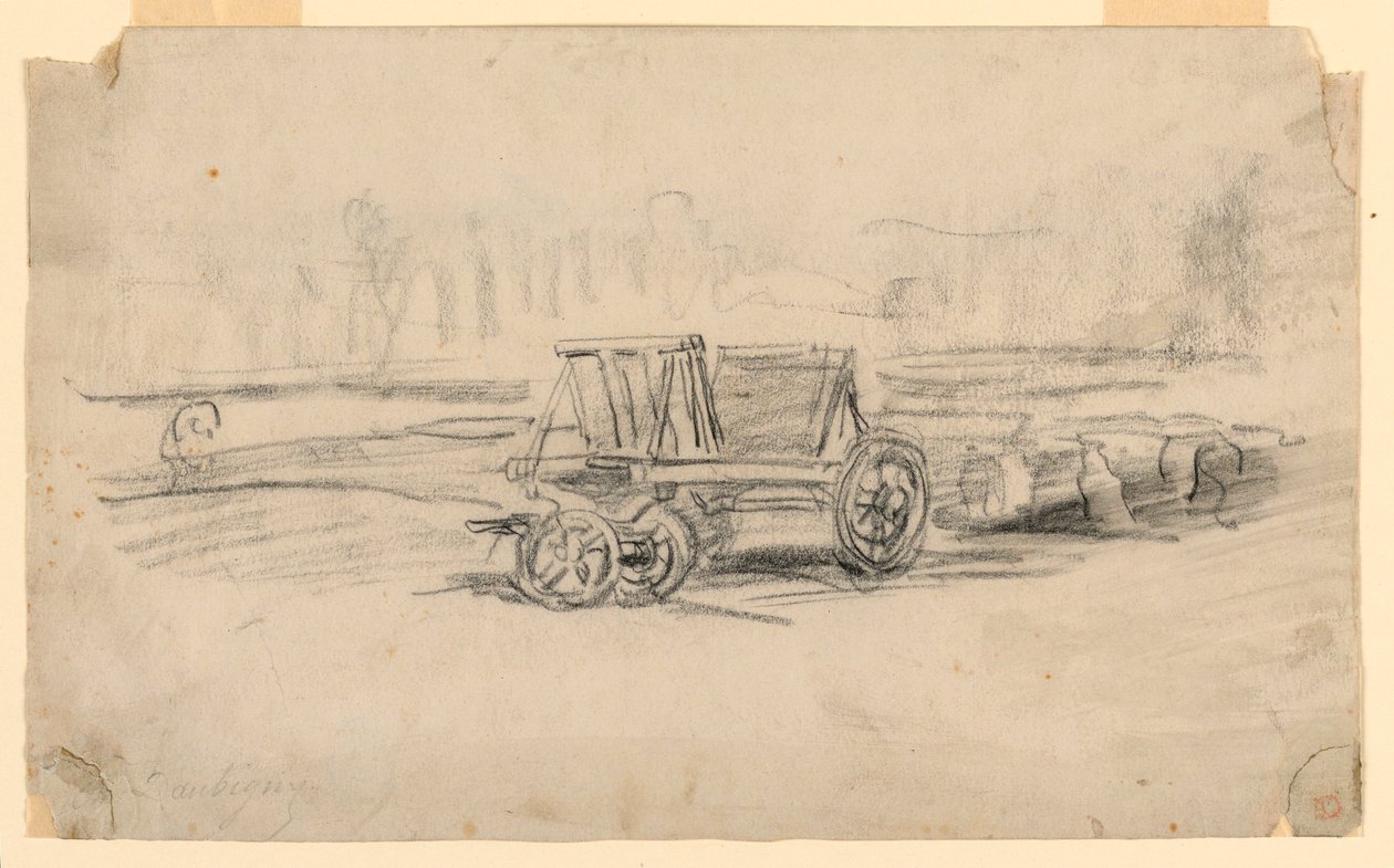 绘图，农用马车，约 1850 年 作者 查尔斯·弗朗索瓦·杜比尼